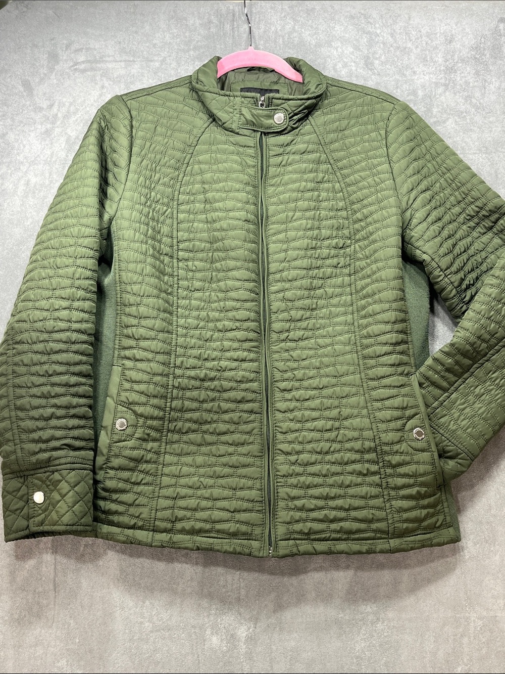 Weatherproof Women’s Olive Green Quilted Jacket Stretch Side Panels L